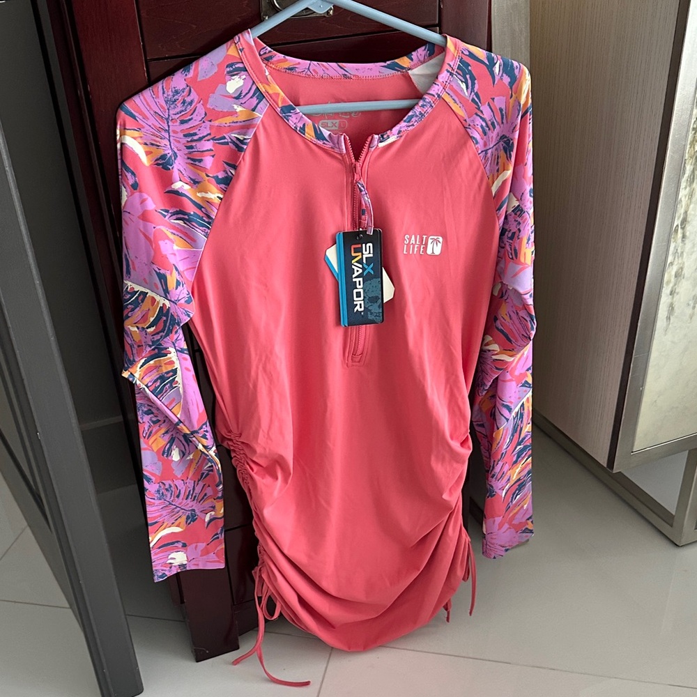 Brand New Salt Life Pink Salmon color and Purple Floral Dress